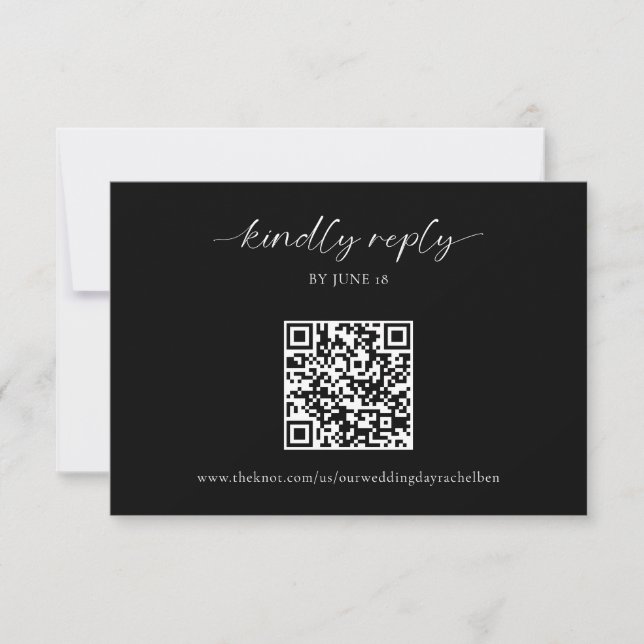 Código QR RSVP de Casamento Preto Minimalista (Frente)