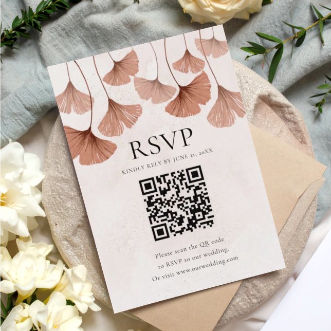 Código QR RSVP de Outono em Terracota Botânica (Criador carregado)