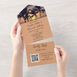 Código QR RSVP Elegante de Destino de Praia Tropic