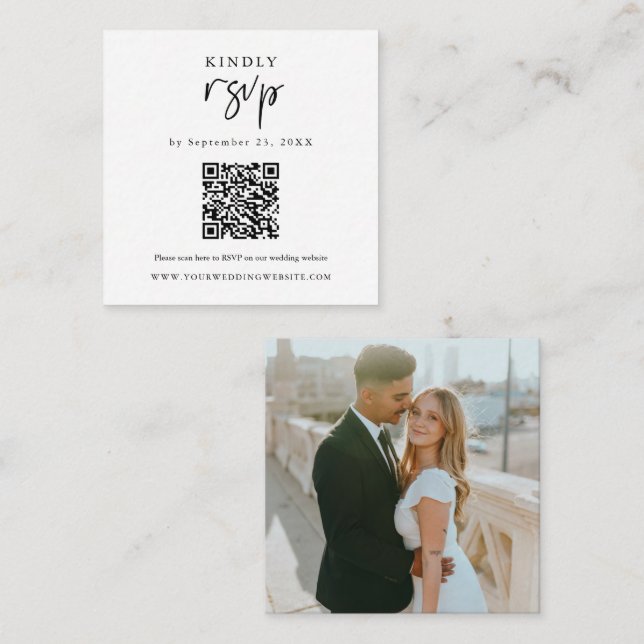 Código QR RSVP Inserção de Casamento Moderno (Frente/Verso)