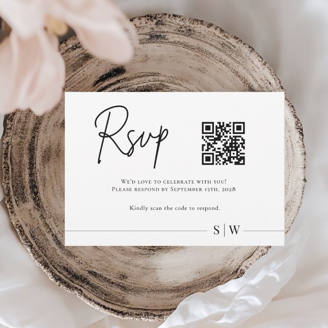 Código QR RSVP Minimalista | Preto e Branco Elegan (Criador carregado)