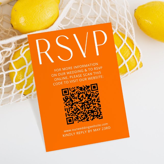 Código QR RSVP Online de Casamento Laranja Brilhan (Criador carregado)