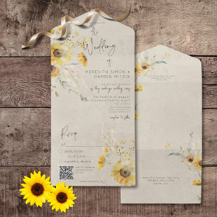 Código QR Russo Amarelo e Marrom de Verão Sunflowe