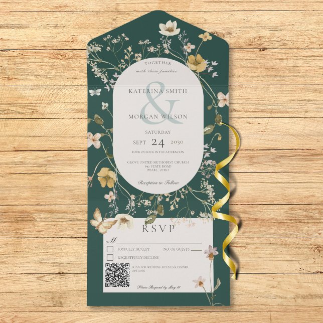 Código QR Russo de Frame de Flor Selvagem Emerald  (Criador carregado)