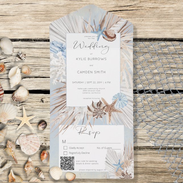 Código QR Russo de Praia Azul Boho Dusty (Criador carregado)