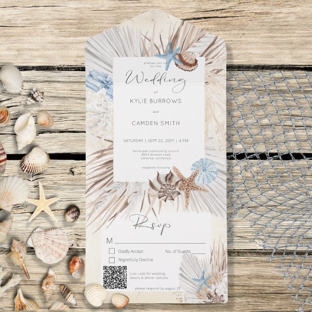 Código QR Russo de Praia de Boho Cream (Criador carregado)