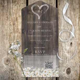 Código QR Rustic Barnwood & Daisies