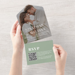 Código QR | Sage Green Simple Overlay Casamento