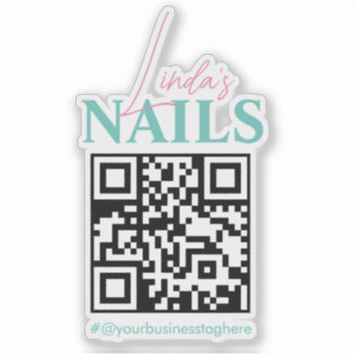 Código QR Salão Nome Empresa de Unhas Adesivo para