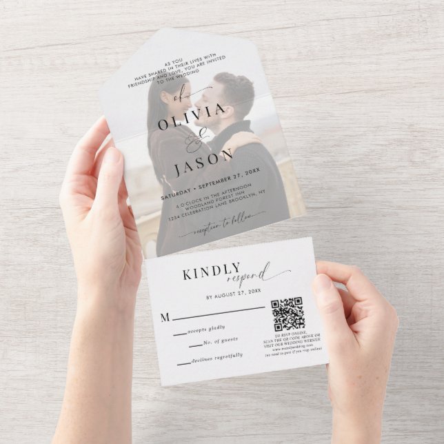Código QR Script Romântico Casamento de Foto Branc (Tearaway)