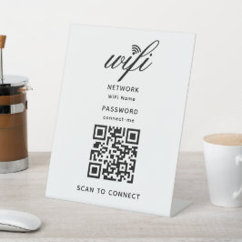 Código QR Senha Internet Wifi Senha White Pedestal