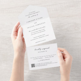 Código QR Simples Preto e Branco Limpo Casamento
