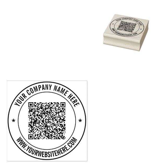 Código QR Texto personalizado Carimbo de Borracha  (Carimbado)