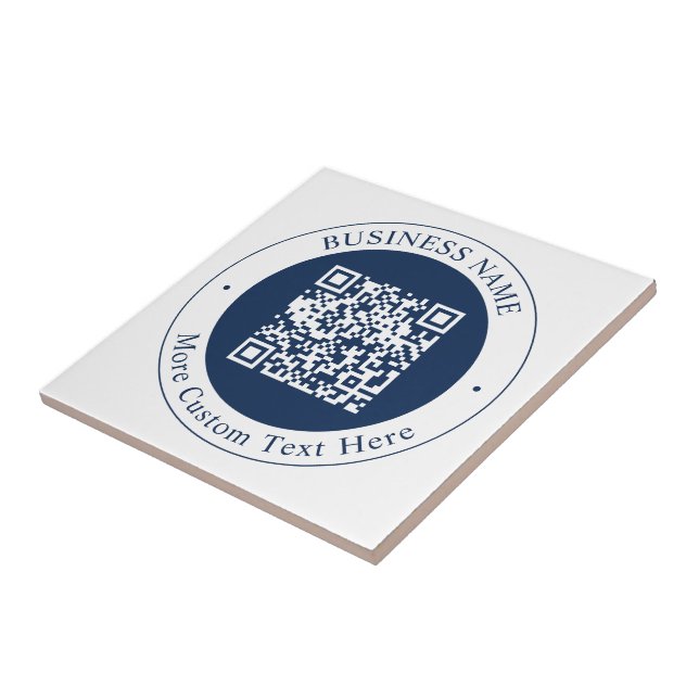 Código QR & Texto personalizáveis | Azul-marinho e (Lateral)