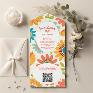 Código QR Tipografia Retro Casamento Sol de Verão