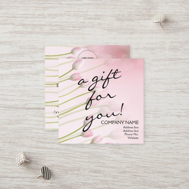 Código QR Tulip Rosa Obrigado Cartão de Desconto d (Frente/Verso In Situ)