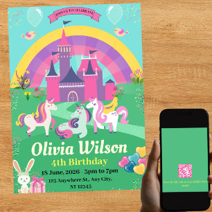 Código QR Unicórns Rainbow Magic Birthday Convite