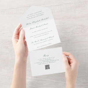 Código QR Verde Esmeralda Limpo Casamento Elegante