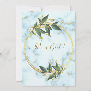 Código QR White Marble Baby Girl Convite para Chá