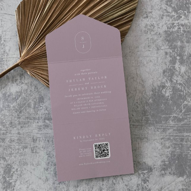 Código SHYLAH QR Mauve Lilac Simple Modern Weds (SHYLAH QR Code Mauve Lilac Simple Modern Wedding All In One Invitation)