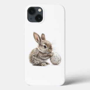 Coelhinho bonito com Capa de telefone de Ovo de Pá