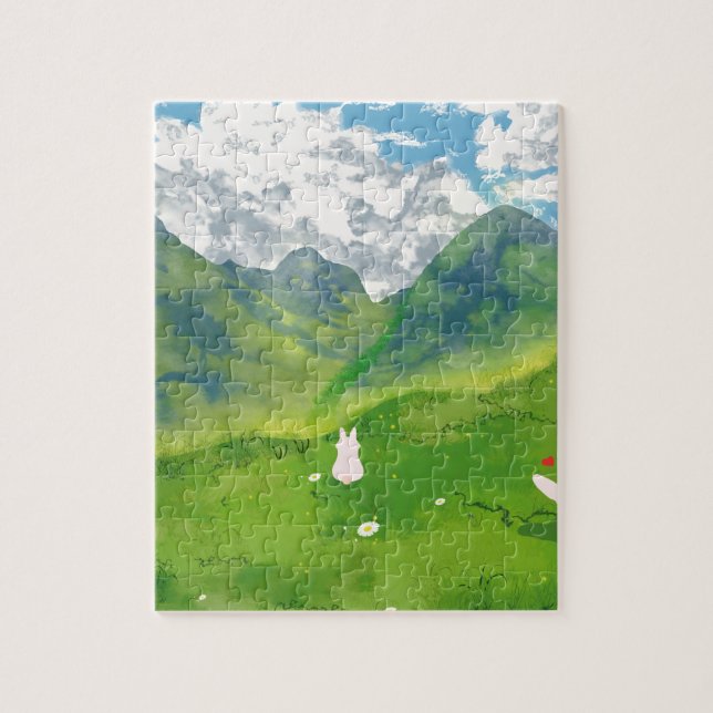 Coelhinho Bonito na Montanha Vista Quebra-cabeça (Vertical)
