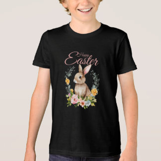 Coelhinho de Aquarela Fofo com Coroa Floral de Pás