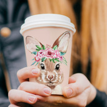 Coelhinho De Aquarela Rosa De Pastel Moderno Com F