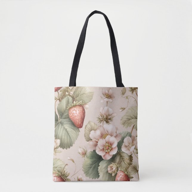 Coelhinho de Aquarelas Cachorro com Morangos Tote  (Frente)