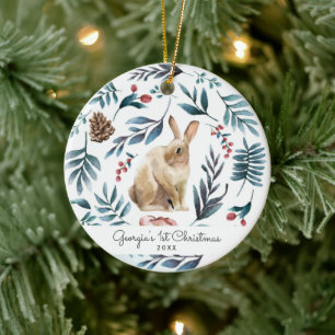 Coelhinho de Inverno Enfeite de Natal Personaliz
