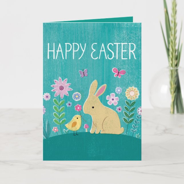 Coelhinho de Páscoa - Cartão de Férias Dobrado (Frente)