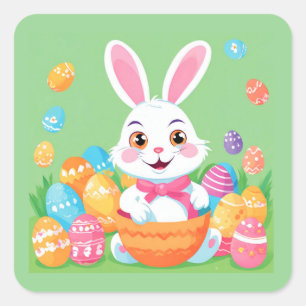 Coelhinho de Páscoa com Folha de Adesivos de Ovos 