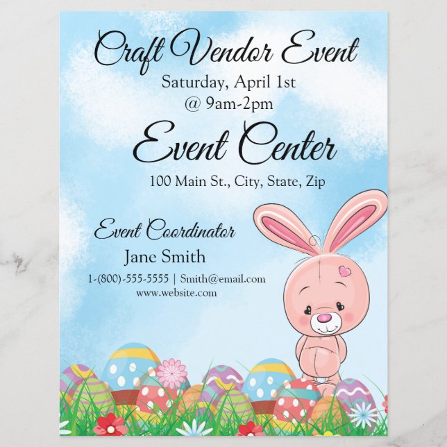 Coelhinho de Páscoa rosa com Evento de Fornecedor  (Frente)