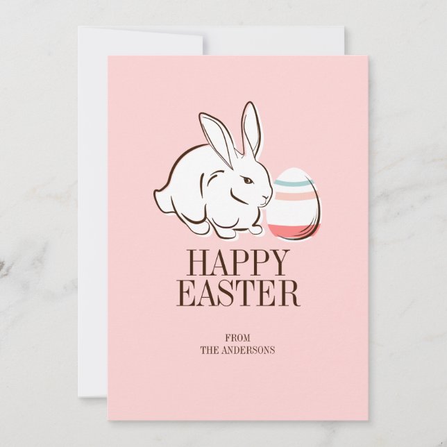 Coelhinho de Páscoa rosa e Cartão de Felz pascoa d (Frente)