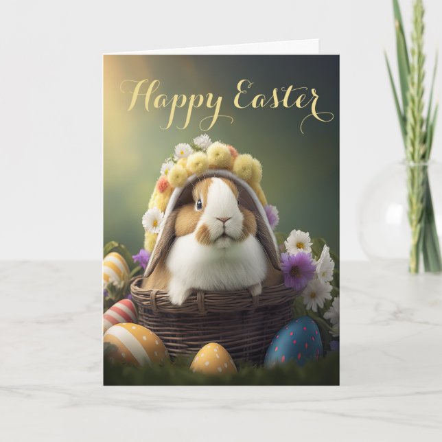 Coelhinho doce em um cartão de festas de chapéu de (Frente)