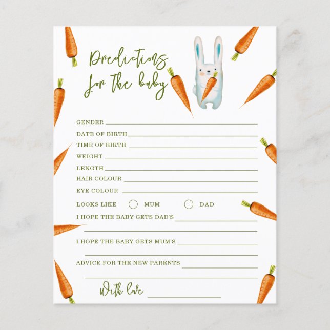 Coelhinho e cenoura - previsões e conselhos (Frente)