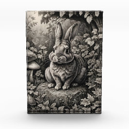 Coelhinho em um jardim de cogumelos