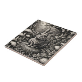 Coelhinho em um jardim de cogumelos