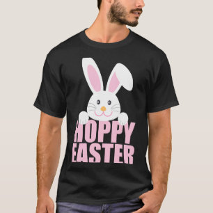 Coelhinho Feliz Páscoa Piada Camiseta Rosa Meninas