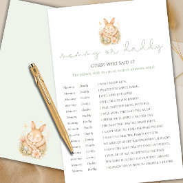 Coelhinho Fofo Mamãe ou Papai Adivinhe Quem Disse 