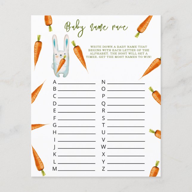 Coelhinho - Jogo de corrida do nome do bebê (Frente)