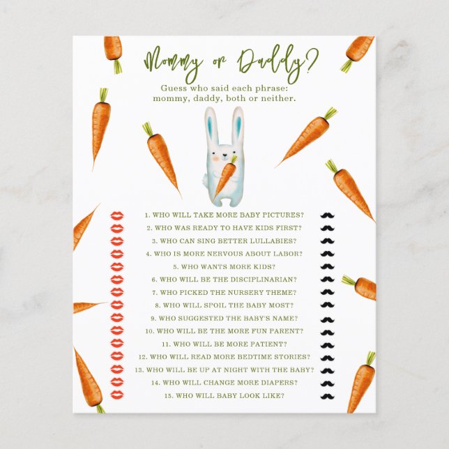 Coelhinho - jogo de mamãe ou chá de fraldas (Frente)