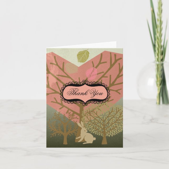 Coelhinho na Floresta Mágica Obrigado Cartões de N (Frente)