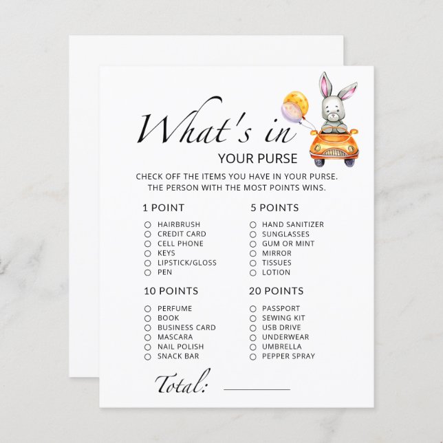 Coelhinho, o que há no seu jogo de chá de fraldas (Frente/Verso)