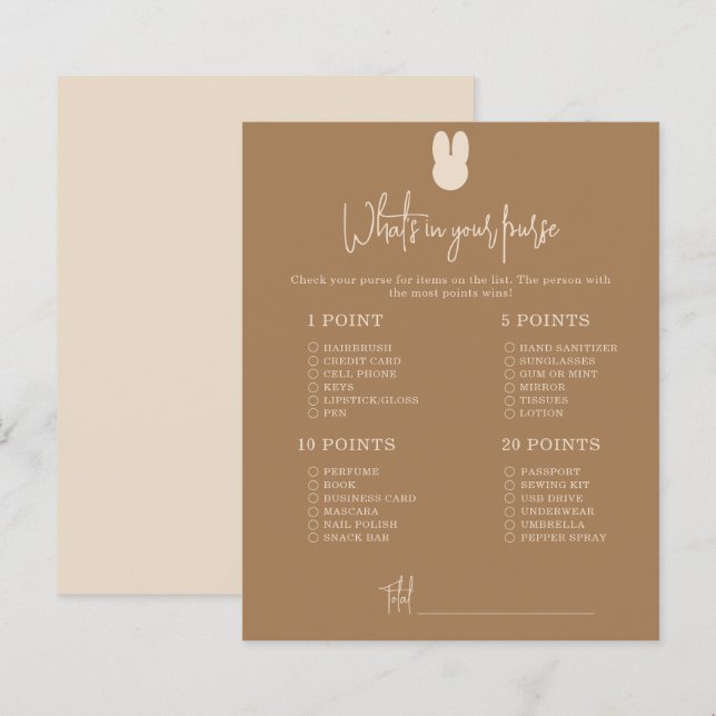 Coelhinho simples O que está na sua bolsa baby sho (Frente/Verso)