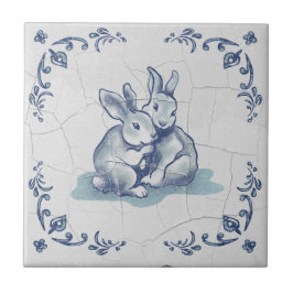 Coelhinhos Amigáveis de Cerâmica Azulejo Delft