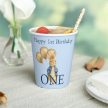Coelhinhos Balões Dourados Primeiro Aniversário