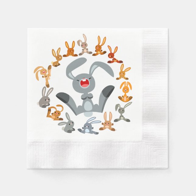 Coelhinhos de Desenho Animado Fofo Guardanapos de  (Frente)