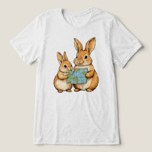 Coelhinhos Fofos Explorando Mapa Mundial