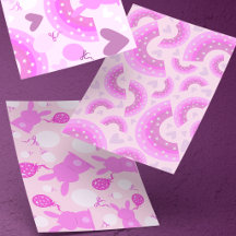 Coelhinhos Rosa e Roxo e Arcos-íris com Corações